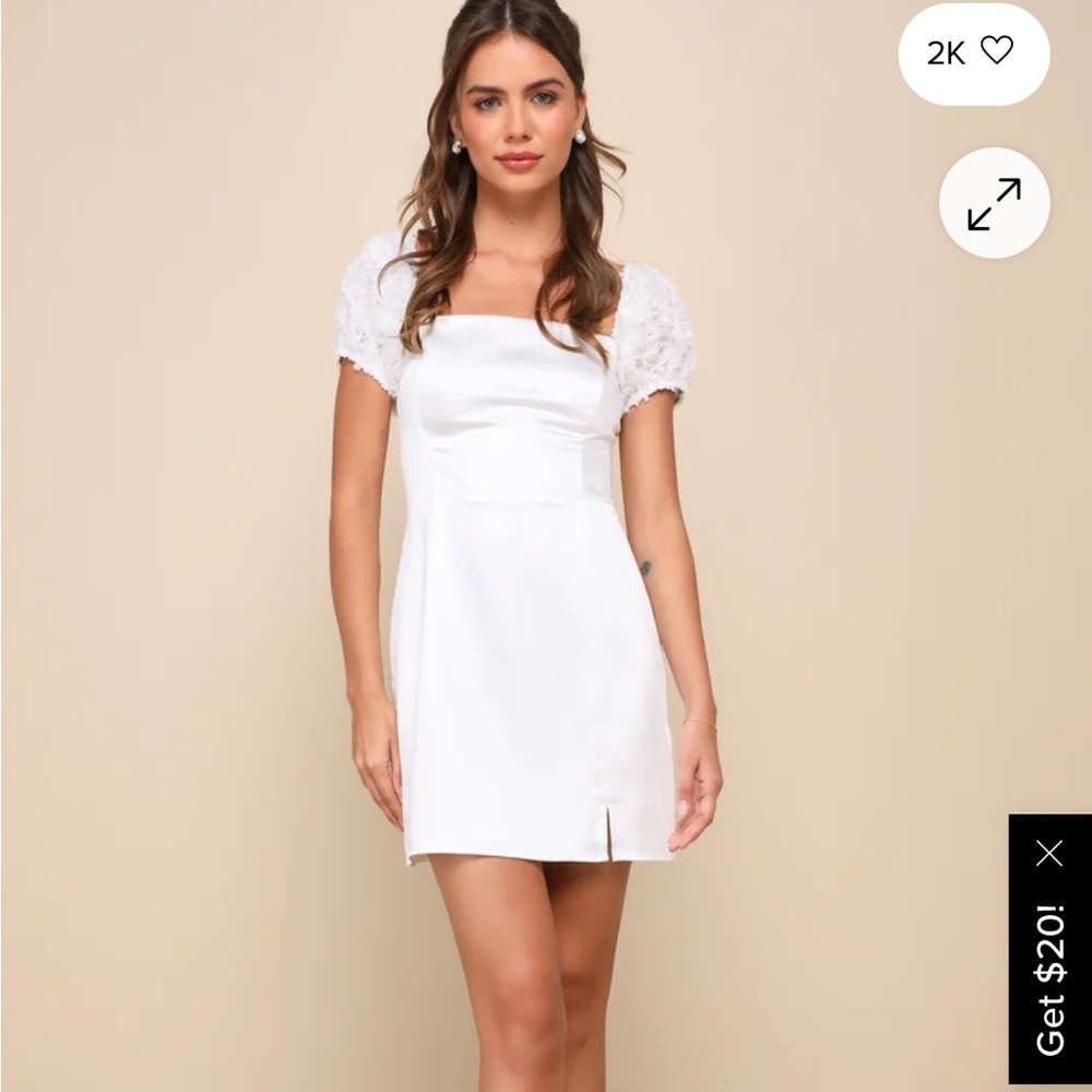 Lulu's White Puff Sleeve Mini Dress